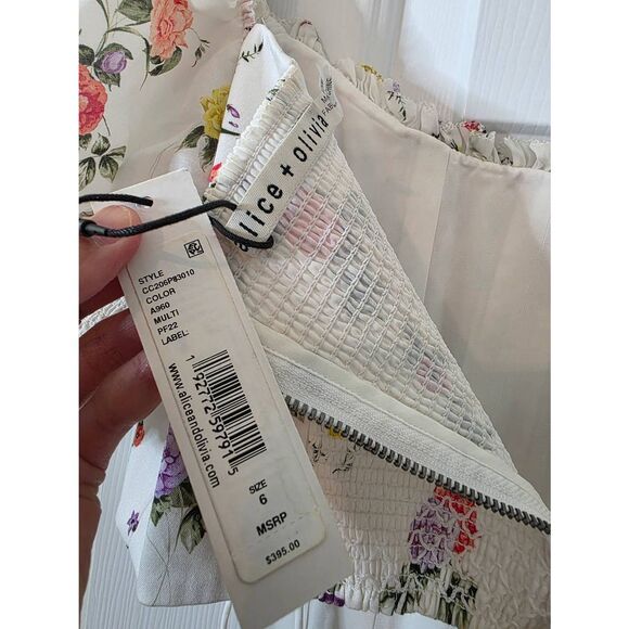 Alice + Olivia Audie Floral Puff-Sleeve Corset Top 6 NWT - Picture 6 of 9